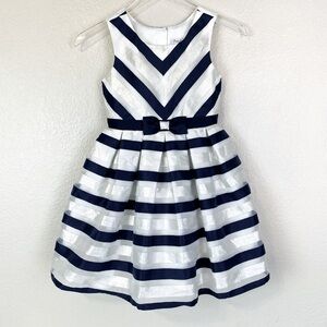 Jona Michelle Stiped Navy/Silver Party Dress Size 7